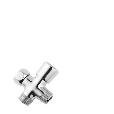Chrome 2-way shower arm mount diverter with lever handle and threaded connections.