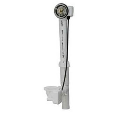 Geberit TurnControl bath waste and overflow rough-in assembly with rotary control dial and mounting bracket.