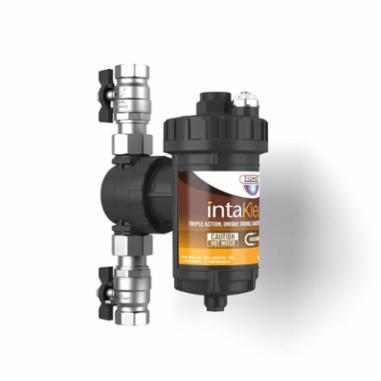 Zilmet IK210 magnetic filter with chrome threaded ports and black cylindrical housing with brown label.