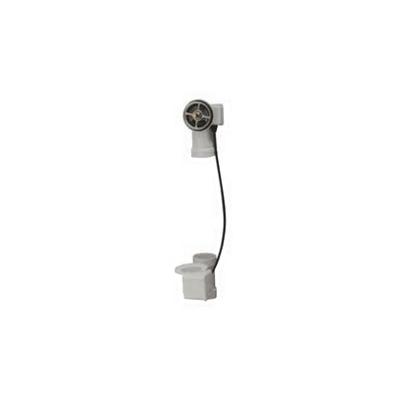 Chrome bath waste and overflow assembly with rotary control knob, flexible hose, and square outlet fitting.