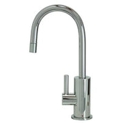 Oil rubbed bronze mini hot water dispenser with high curved spout and single lever handle.