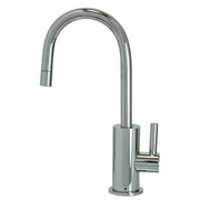 Polished nickel cold water dispenser faucet with curved spout and single lever handle.
