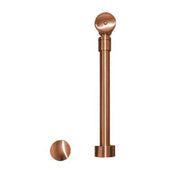 Polished copper push-to-seal bath drain assembly with dome cap and separate overflow trim ring.