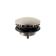 Brushed nickel sink drain with dome cap and threaded outlet, 1 1/4" size.