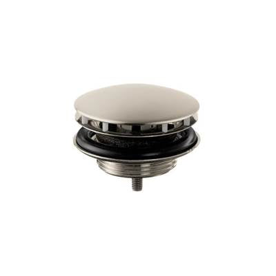 Brushed nickel sink drain with dome cap and threaded outlet, 1 1/4" size.