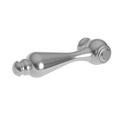 Polished chrome lever handle with decorative rings at each end and tapered shaft design.