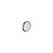 Round brushed nickel color cap with dark gray trim ring on white background.