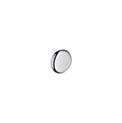 Round brushed nickel color cap with dark gray trim ring on white background.