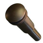 Oil rubbed bronze dome drain with rounded cap and cylindrical stem.
