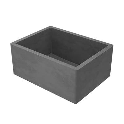 Pearl gray farmhouse sink with single rectangular basin and flat rim, front-facing view.