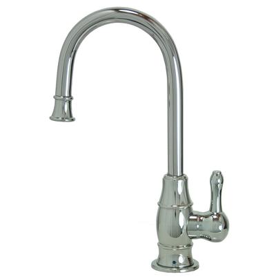 Venetian bronze mini drinking faucet with curved spout and single lever handle.