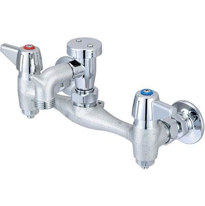 Central Brass 0050-URC-QI Two Handle Wall-Mount Service Sink Faucet: Polished Chrome