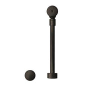 Oil rubbed bronze trip lever bath drain assembly with spherical knob and overflow cover.