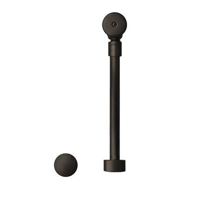 Oil rubbed bronze trip lever bath drain assembly with spherical knob and overflow cover.
