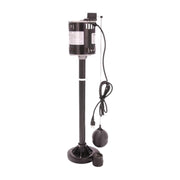 Zoeller M84 automatic pedestal sump pump with black stand, motor housing, power cord, and float switch.
