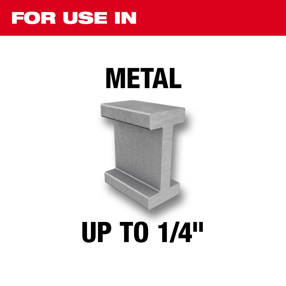 Milwaukee Shockwave impact drill tap with rectangular metal head, designed for use in metal up to 1/4 inch.