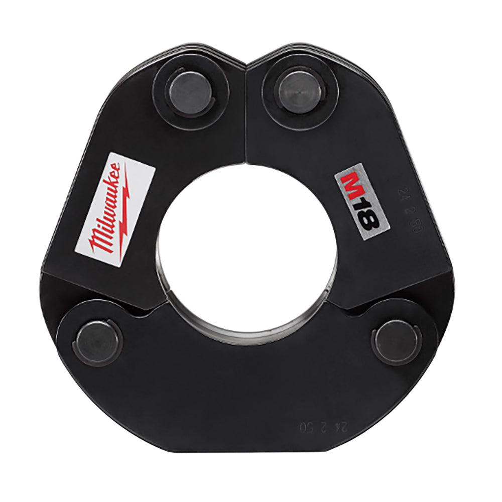 Black iron press ring with central circular opening and four mounting points around perimeter, Milwaukee branding visible.