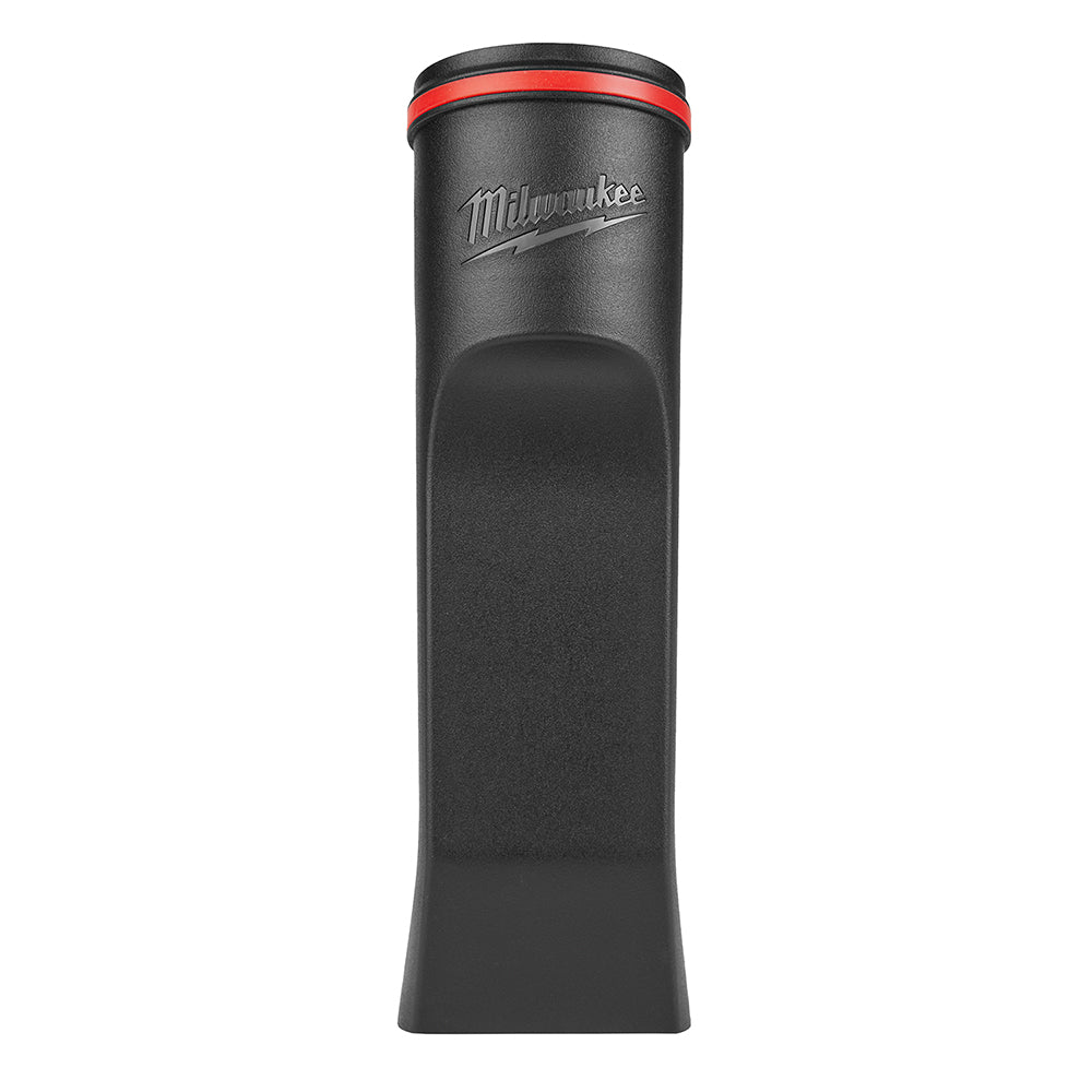 Black curved nozzle attachment with Milwaukee branding and red band at top.