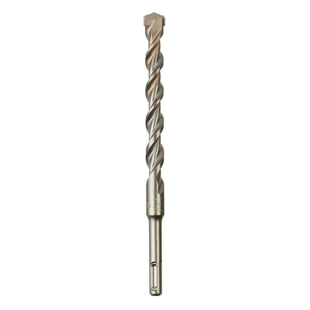 Milwaukee SDS-Plus masonry drill bit with two-cutter design and cylindrical shank.