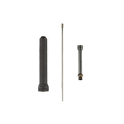 Milwaukee M18 FUEL blind rivet tool with black rubber grip, long metal extension shaft, and metal rivet nose piece.