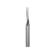Silver straight router bit with single flute cutting edge and cylindrical shank.