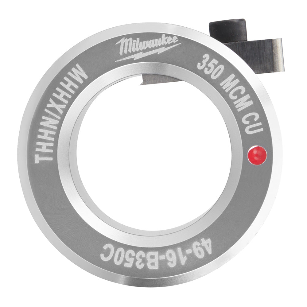 Milwaukee 350 MCM copper THHN/XHHW bushing with gray ring and red indicator dot.