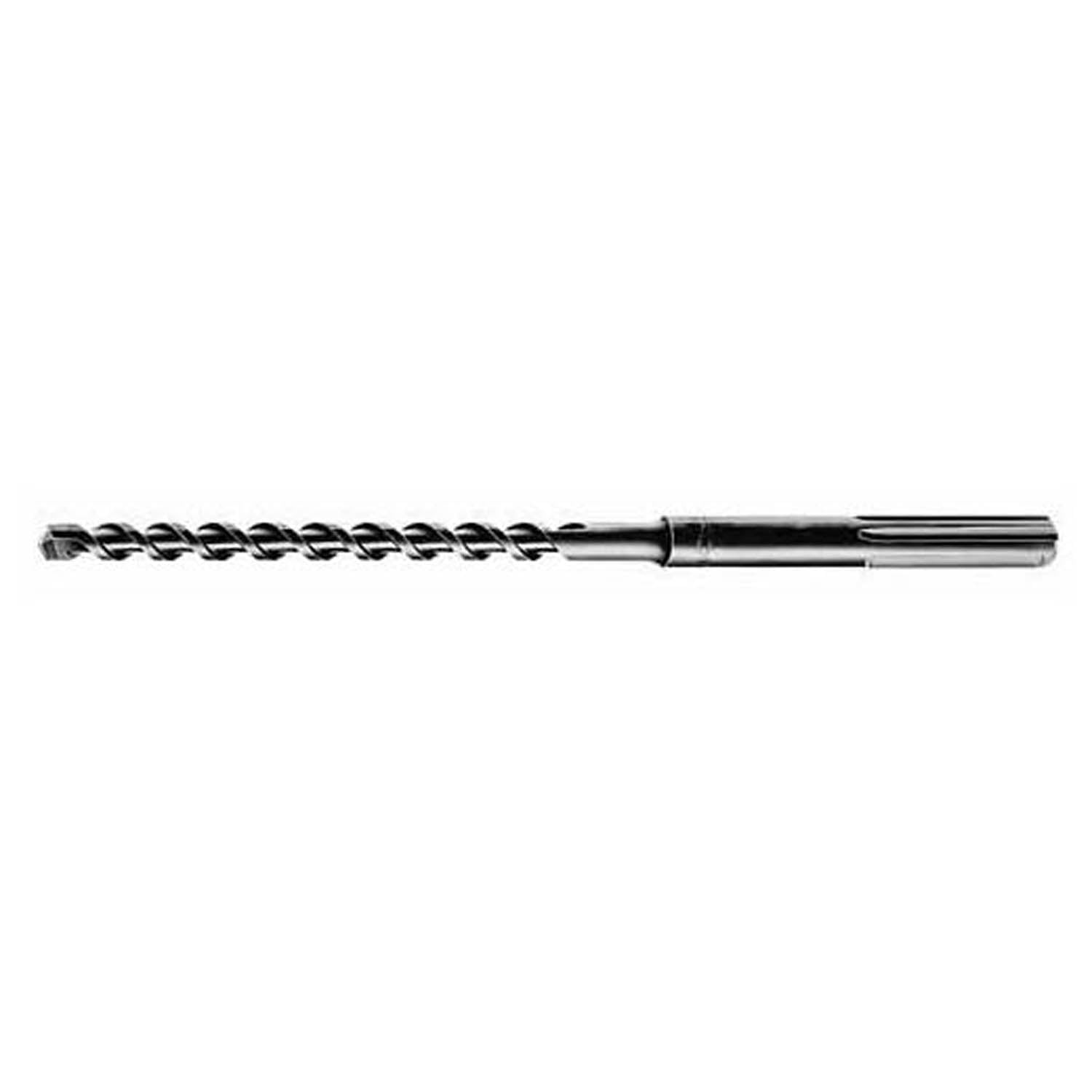 Black SDS-Max drill bit with two spiral flutes and cylindrical shank, 1/2 inch diameter.