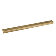 Satin bronze linear drain grate with parallel slat pattern and decorative border, 48 inches long.