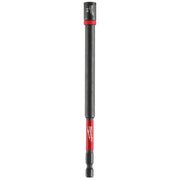 Two-piece Milwaukee magnetic nut driver set with 1/4" hex drive, black shaft, and red grip sections.