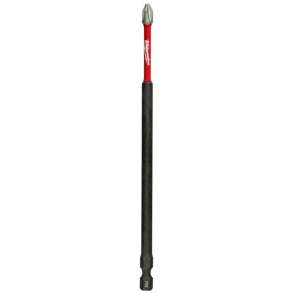 Milwaukee Shockwave 6 in. Phillips #2 impact power bit with red and black shaft.