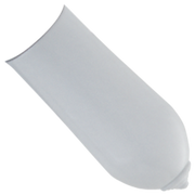 White metal lever handle with curved design and tapered end.