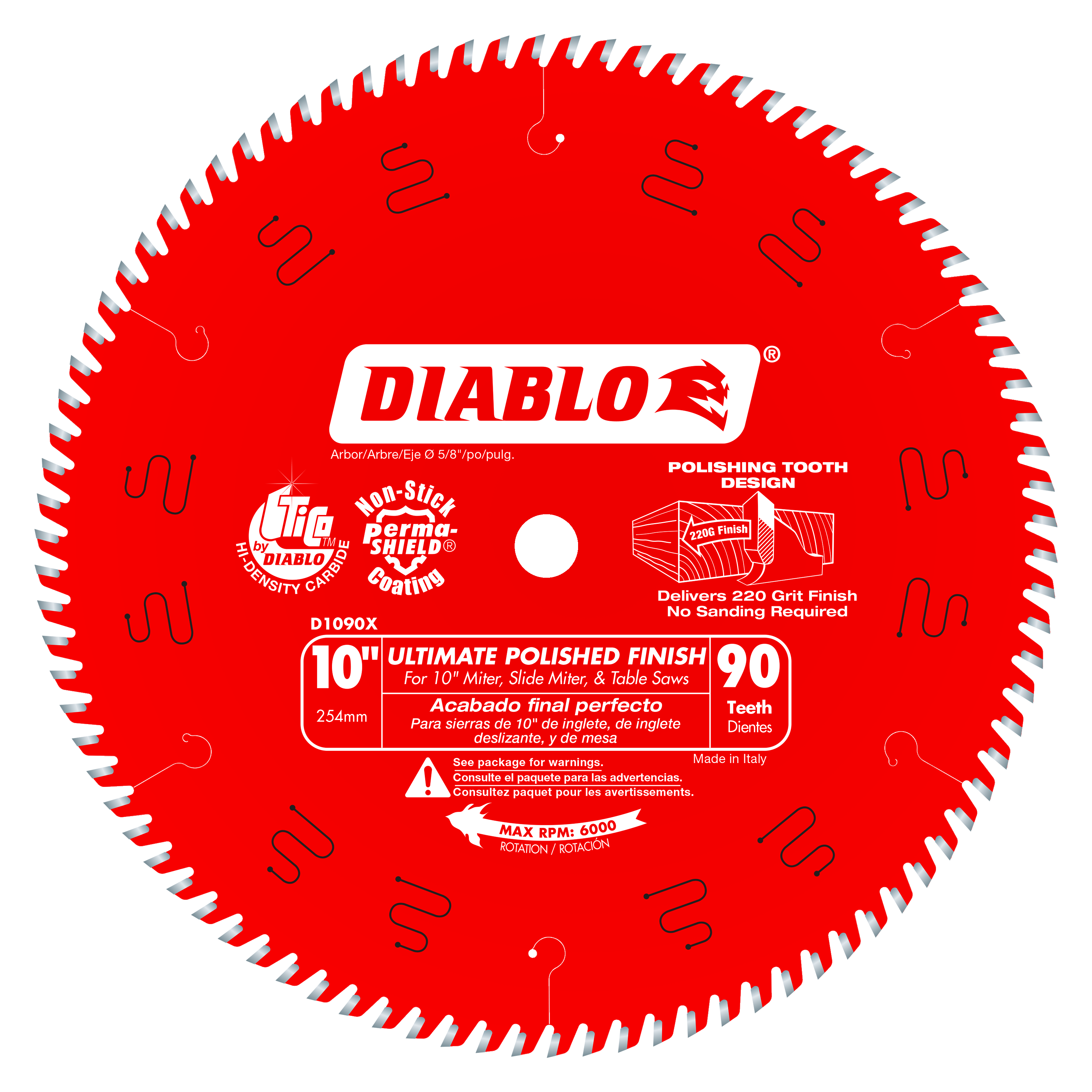 Diablo D1090X 10 in. x 90 Tooth Ultimate Polished Finish Saw Blade