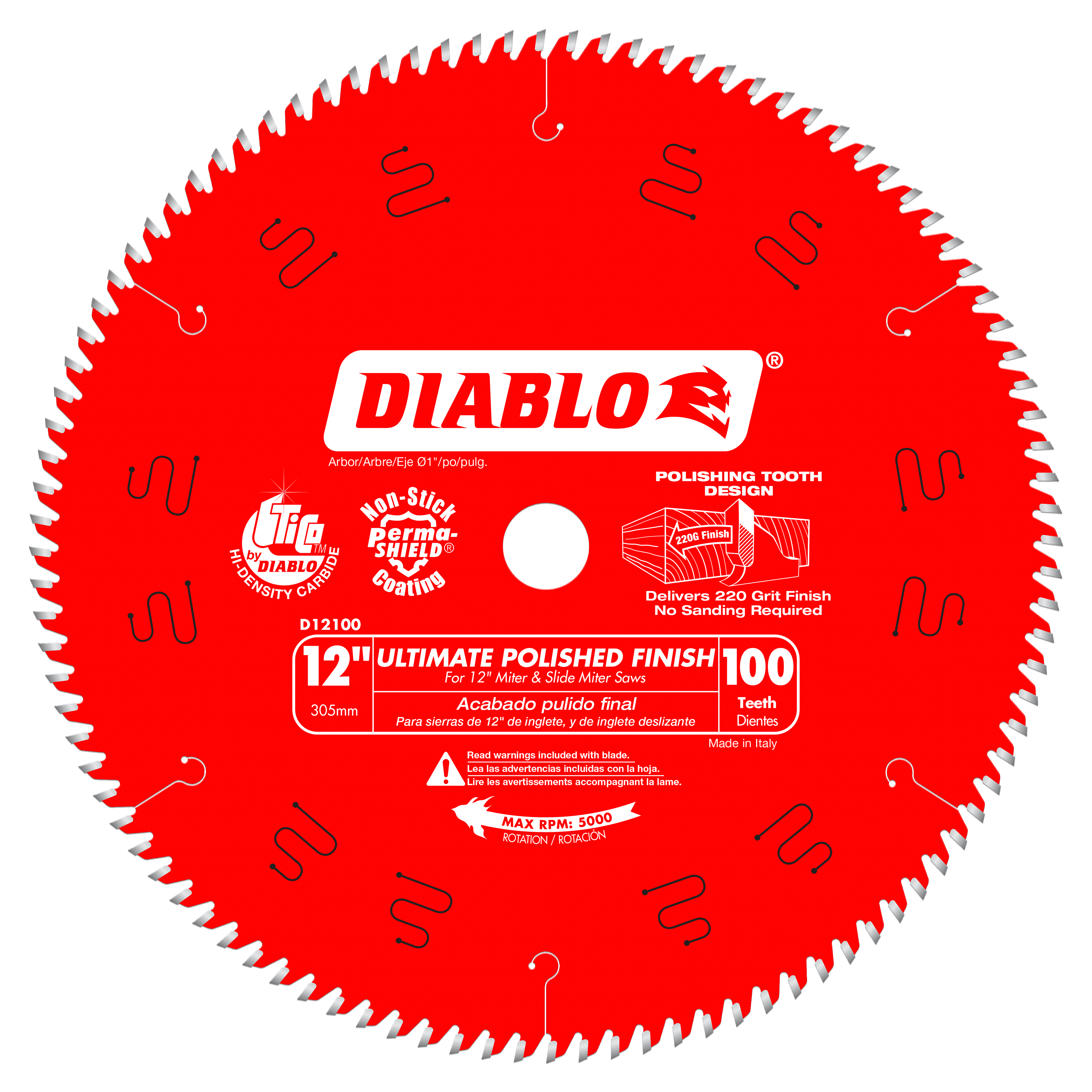 Diablo D12100X 12 in. x 100 Tooth Ultimate Polished Finish Saw Blade - 10 Pack