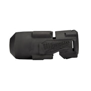 Black Milwaukee M18 HTIW protective boot with cylindrical and angular molded sections and Milwaukee branding on side.