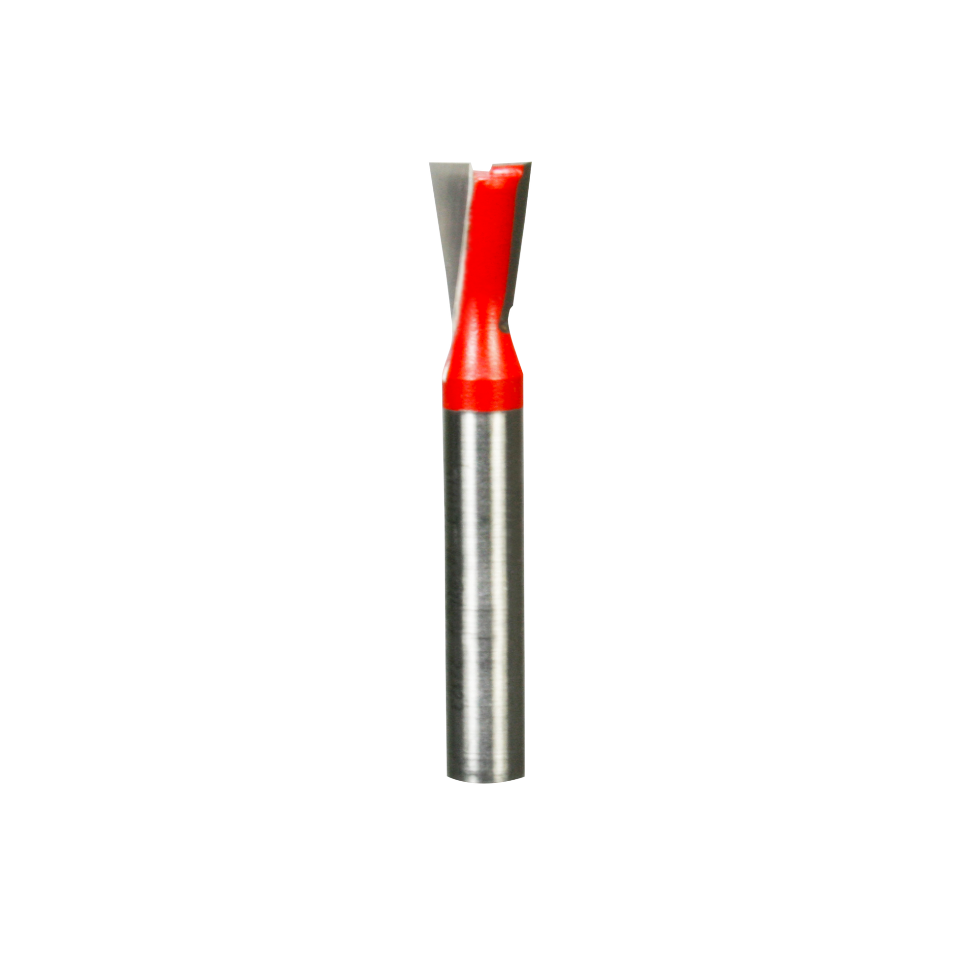 Freud 5/16" dovetail router bit with red trim and gray metal shank for woodworking joints.