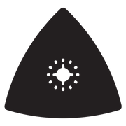 Black triangular sanding pad with white Starlock mounting system in center.