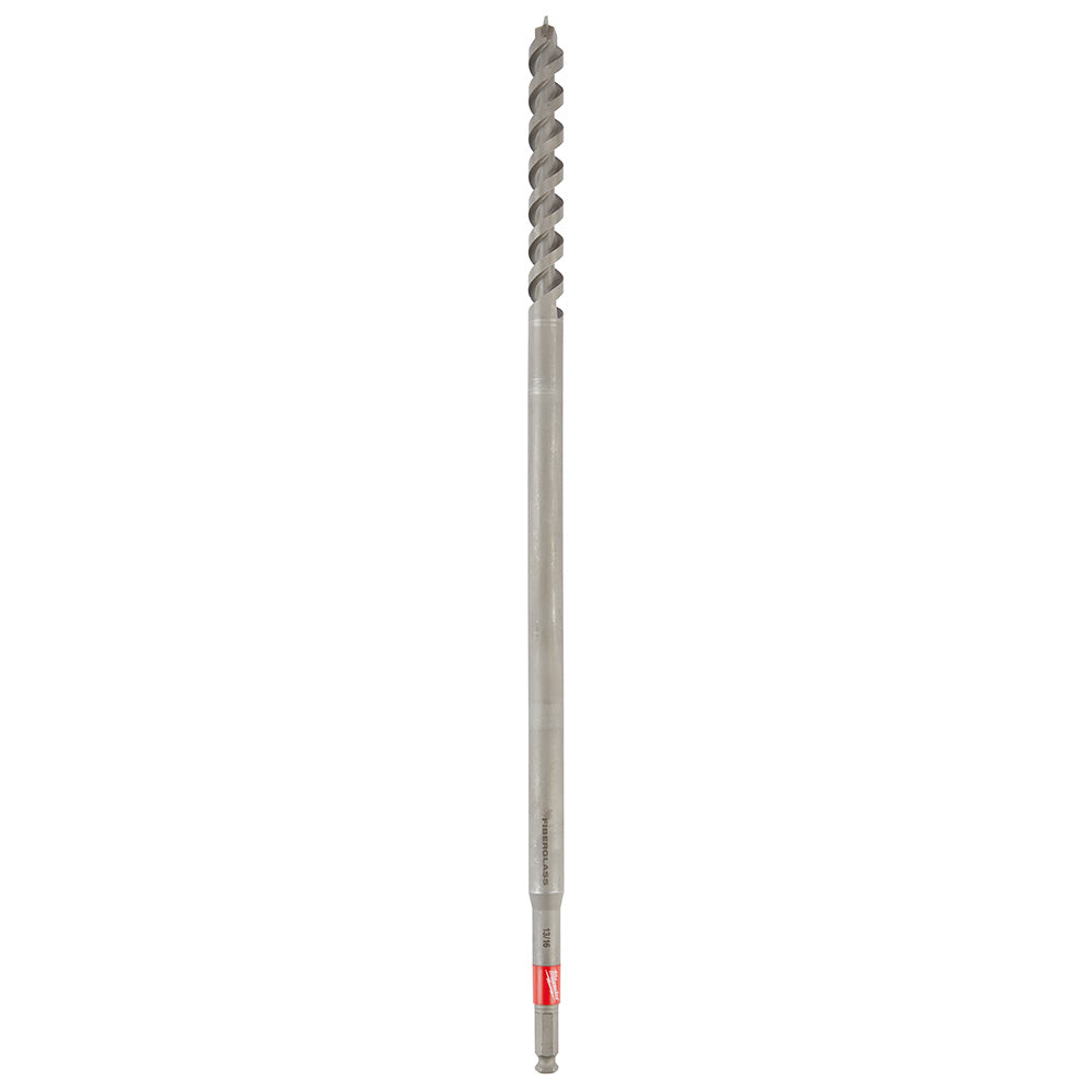 Milwaukee Shockwave Impact Duty fiberglass drill bit with spiral flutes and hex shank, 13/16" diameter.