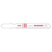 Milwaukee bi-metal jig saw blade with fine teeth and model number 5161 printed on shank.