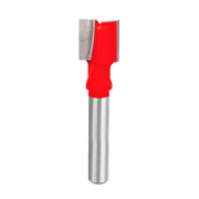 Mortising bit with red cutting head and gray metal shaft.