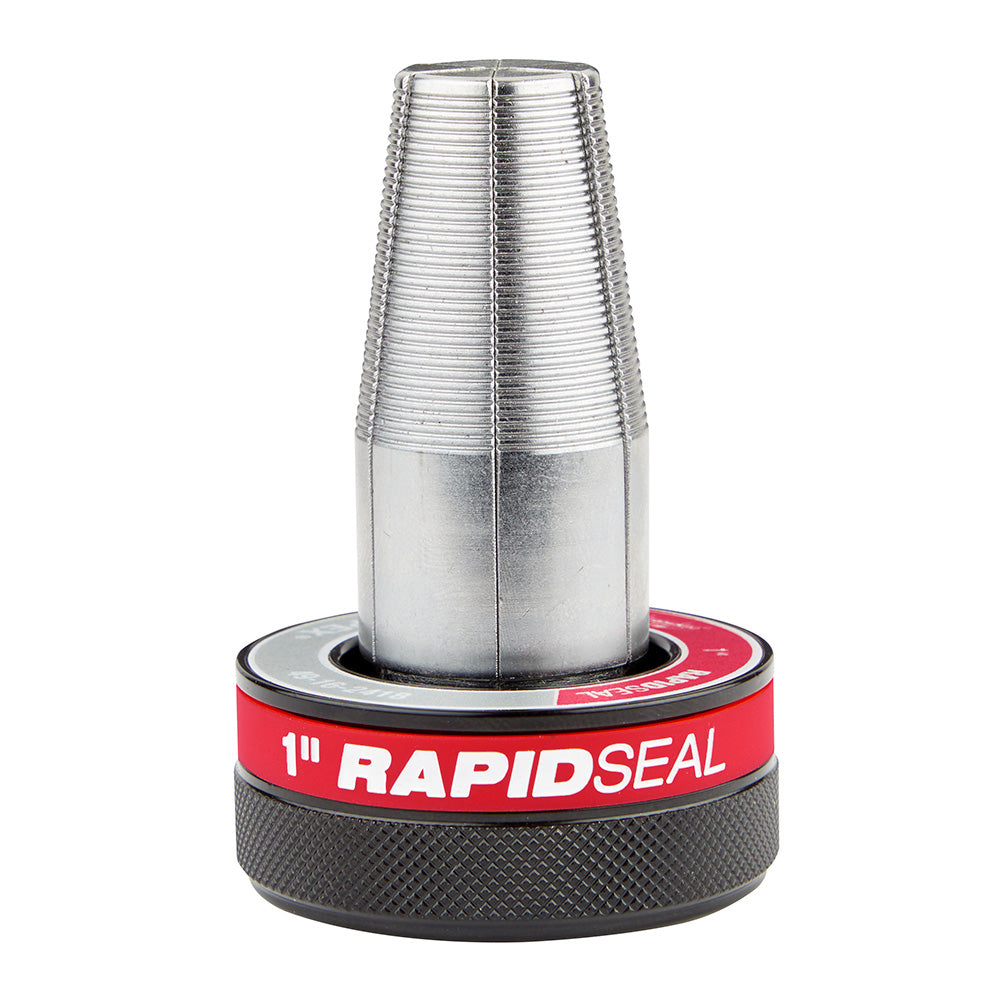 Milwaukee 1" ProPEX expander head with threaded cone tip and red RAPID SEAL base ring.