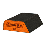 Black and orange dual-sided sanding sponge with "DIABLO" branding and "60" grit marking on the orange face.