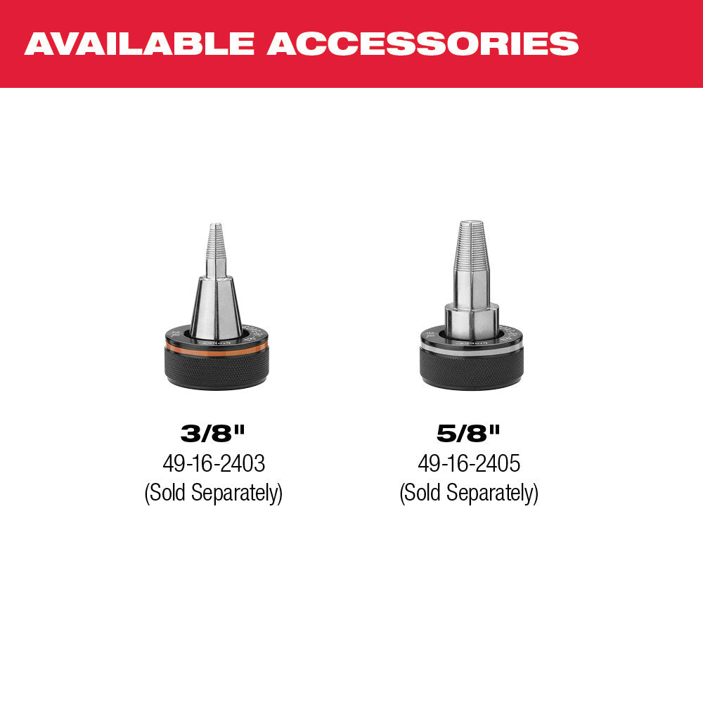 Two ProPEX expansion tool heads in 3/8" and 5/8" sizes with black grip bases.