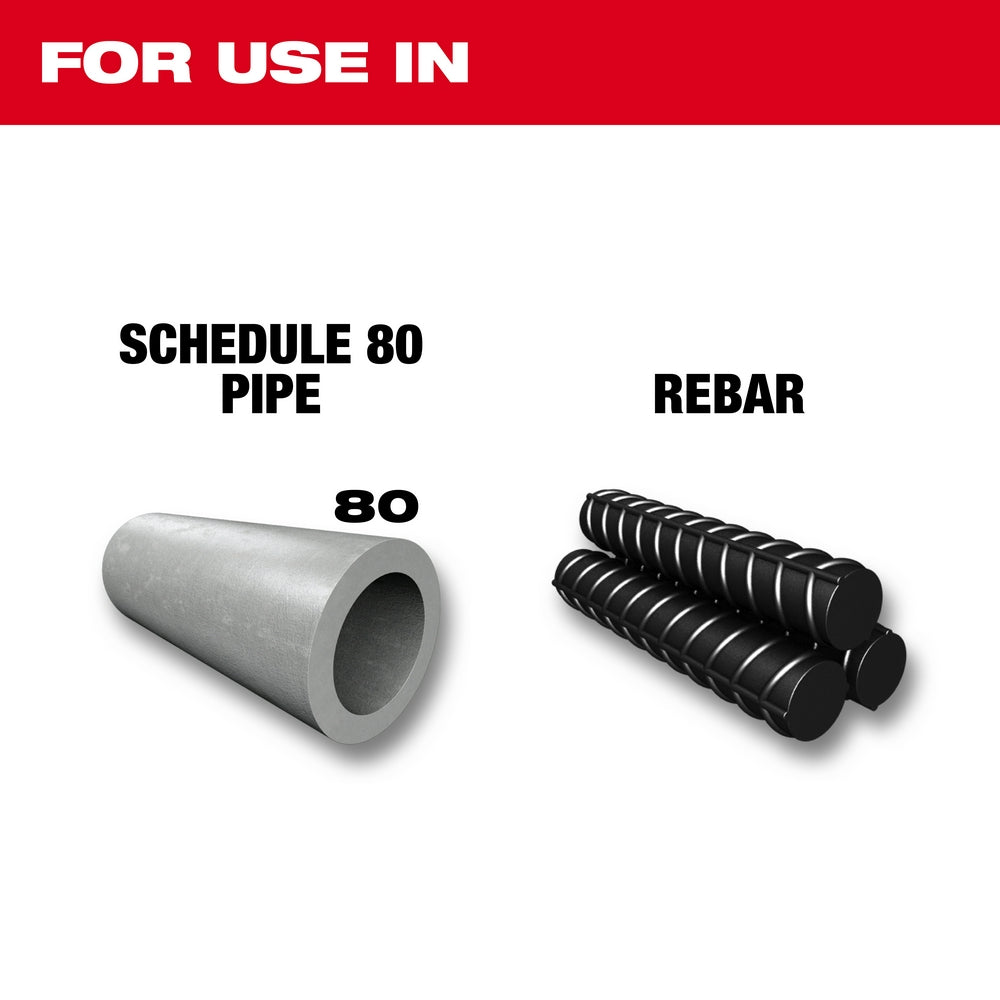 Five Milwaukee SAWZALL 4-inch metal cutting blades with 10 teeth per inch for Schedule 80 pipe and rebar.
