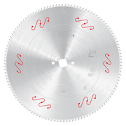 Freud 420mm circular saw blade with fine teeth and red wavy slot indicators for aluminum and non-ferrous materials.