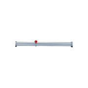 Metal right angle drive extension with red connector hub and end attachments.