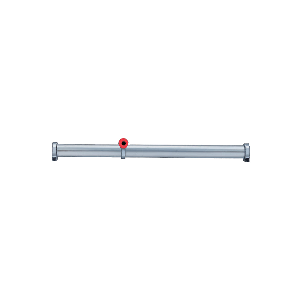 Metal right angle drive extension with red connector hub and end attachments.