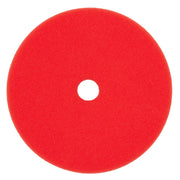 Red circular foam polishing pad with center hole for attachment.
