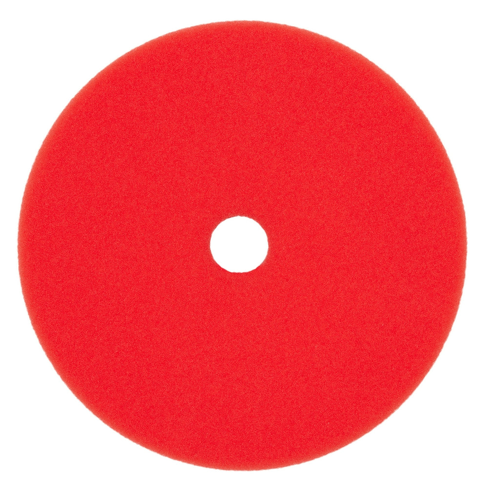 Red circular foam polishing pad with center hole for attachment.