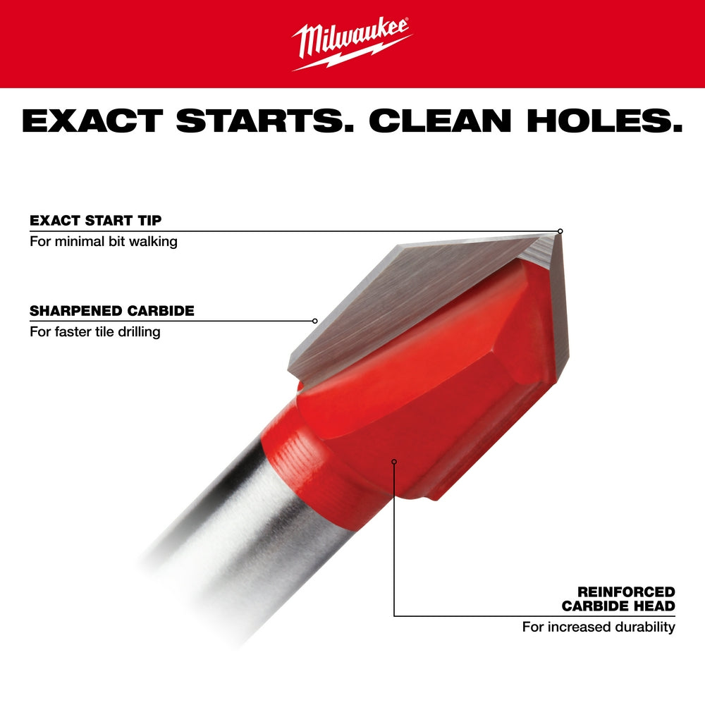 Milwaukee 48-20-8982 1/4" Carbide Tipped Glass and Tile Drill Bit