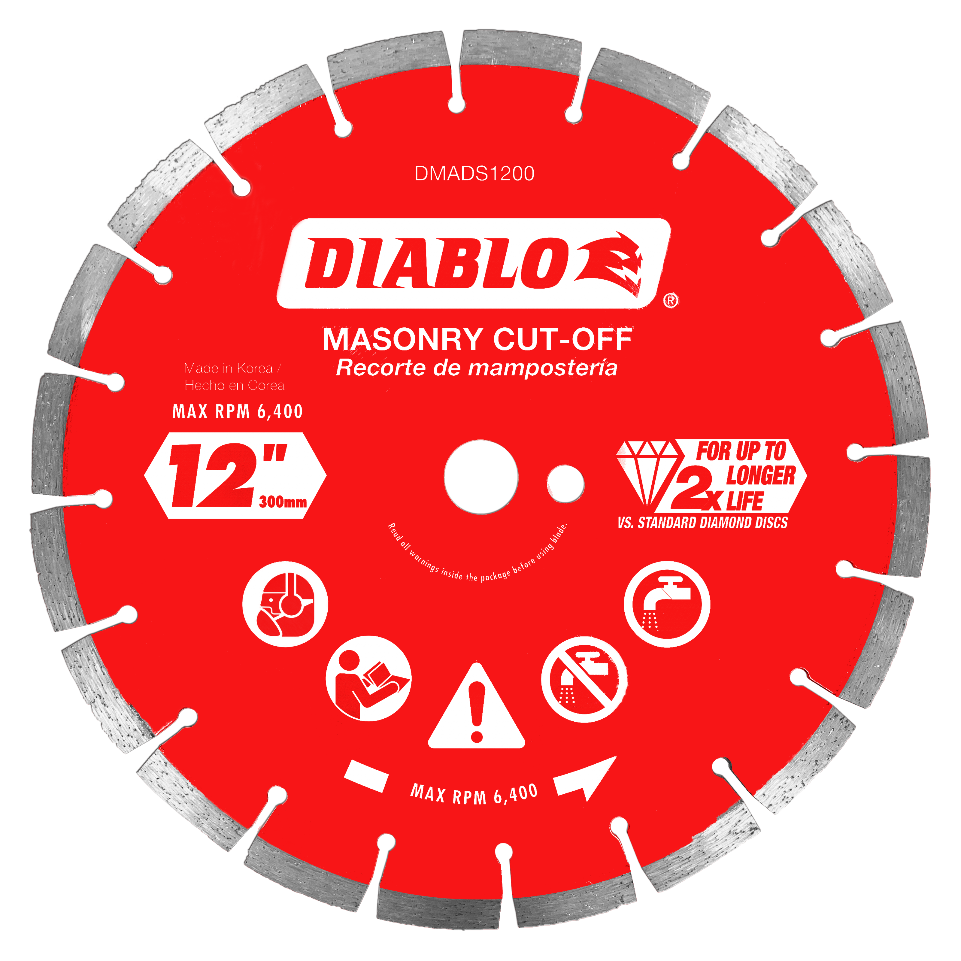 Diablo DMADS1200 12 in. Diamond Segmented Cut-Off Discs for Masonry - 10 Pack